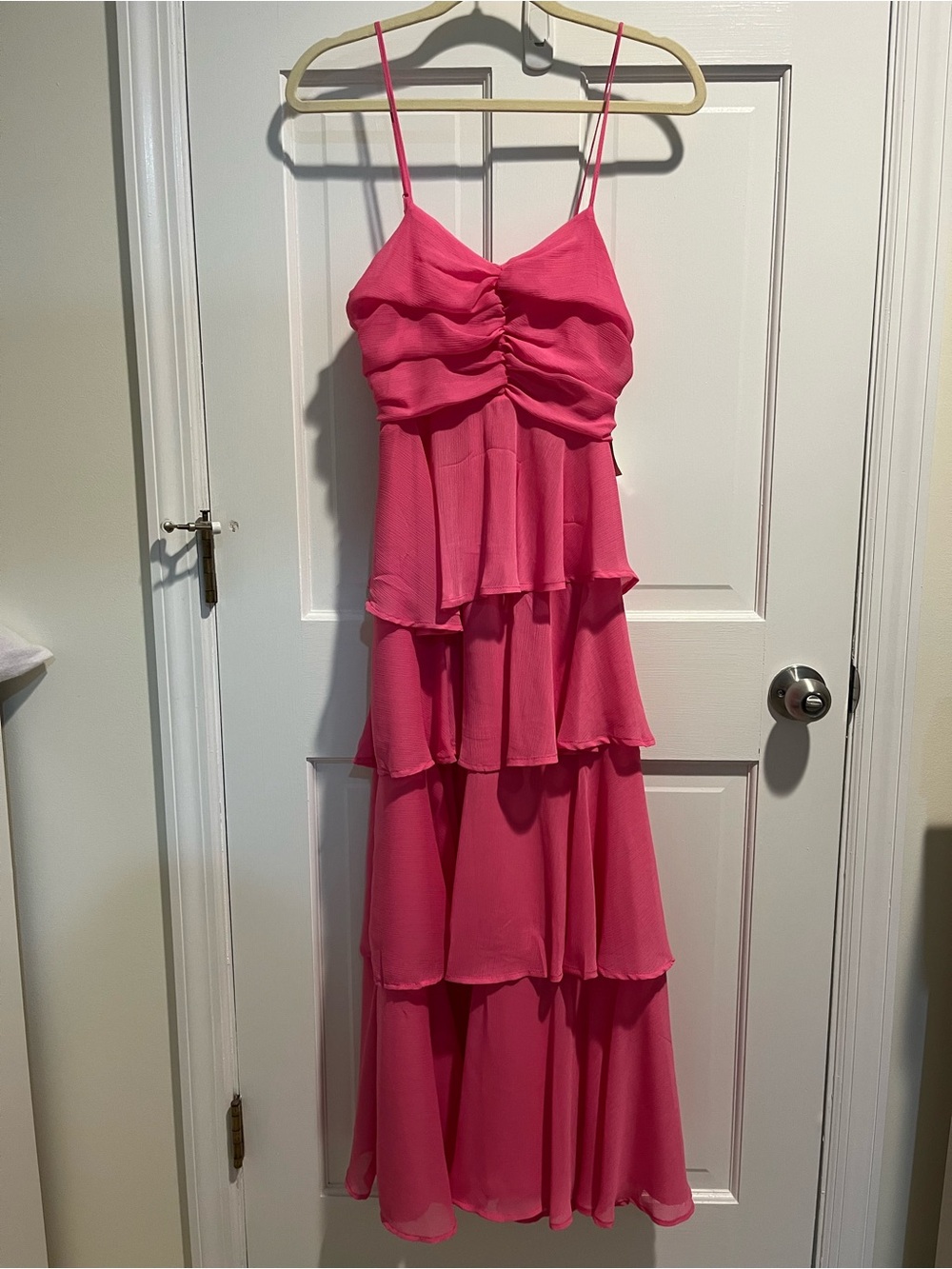 a new day Hot Pink Tiered Spaghetti-Strap Maxi Dress